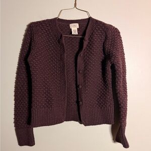 L.L. Bean Women's Textured Button-Front Sweater Cardigan - Dark brown